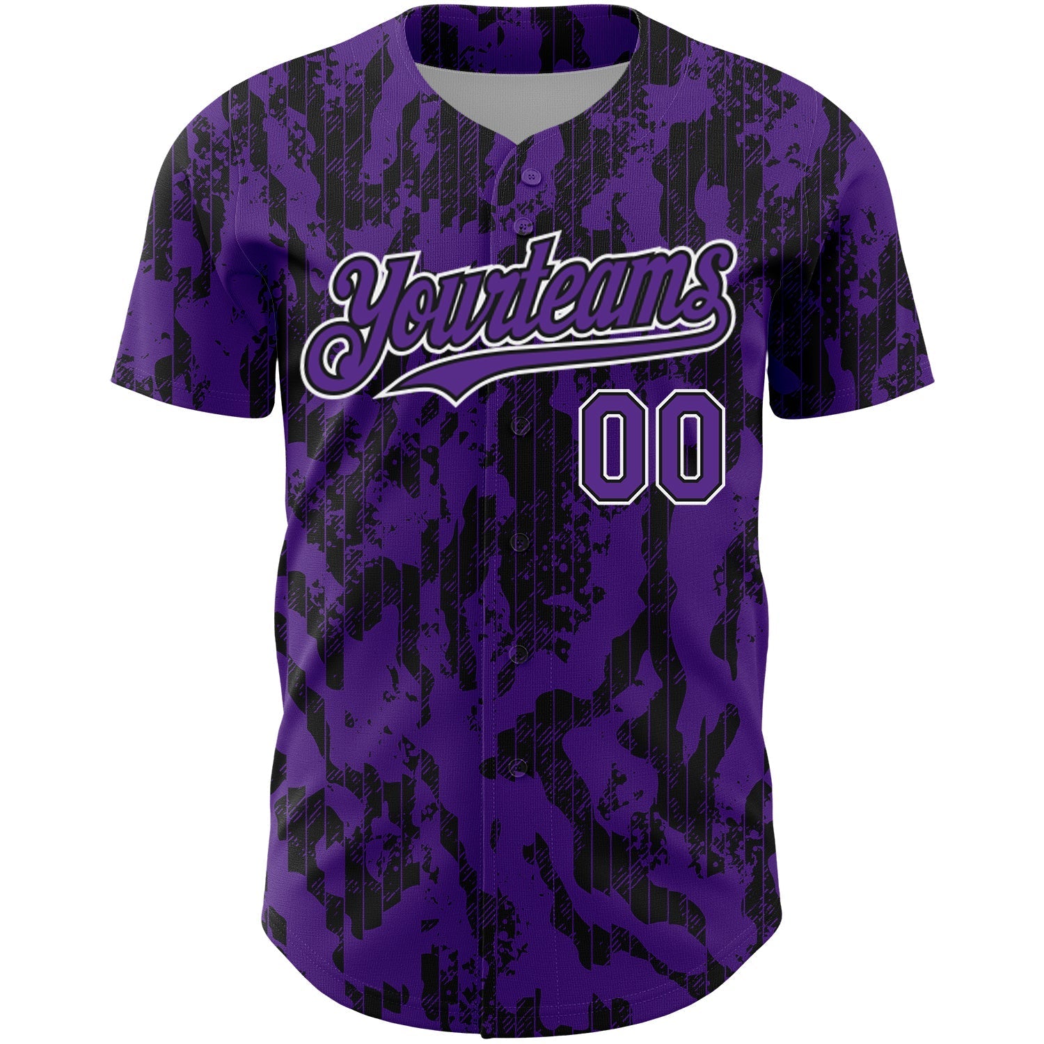 Custom Purple Black-White 3D Pattern Design Abstract Fluid Authentic Baseball Jersey baseball jersey product view 2