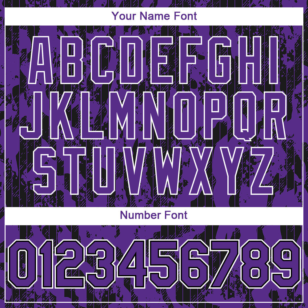 Custom Purple Black-White 3D Pattern Design Abstract Fluid Authentic Baseball Jersey baseball jersey product view 5