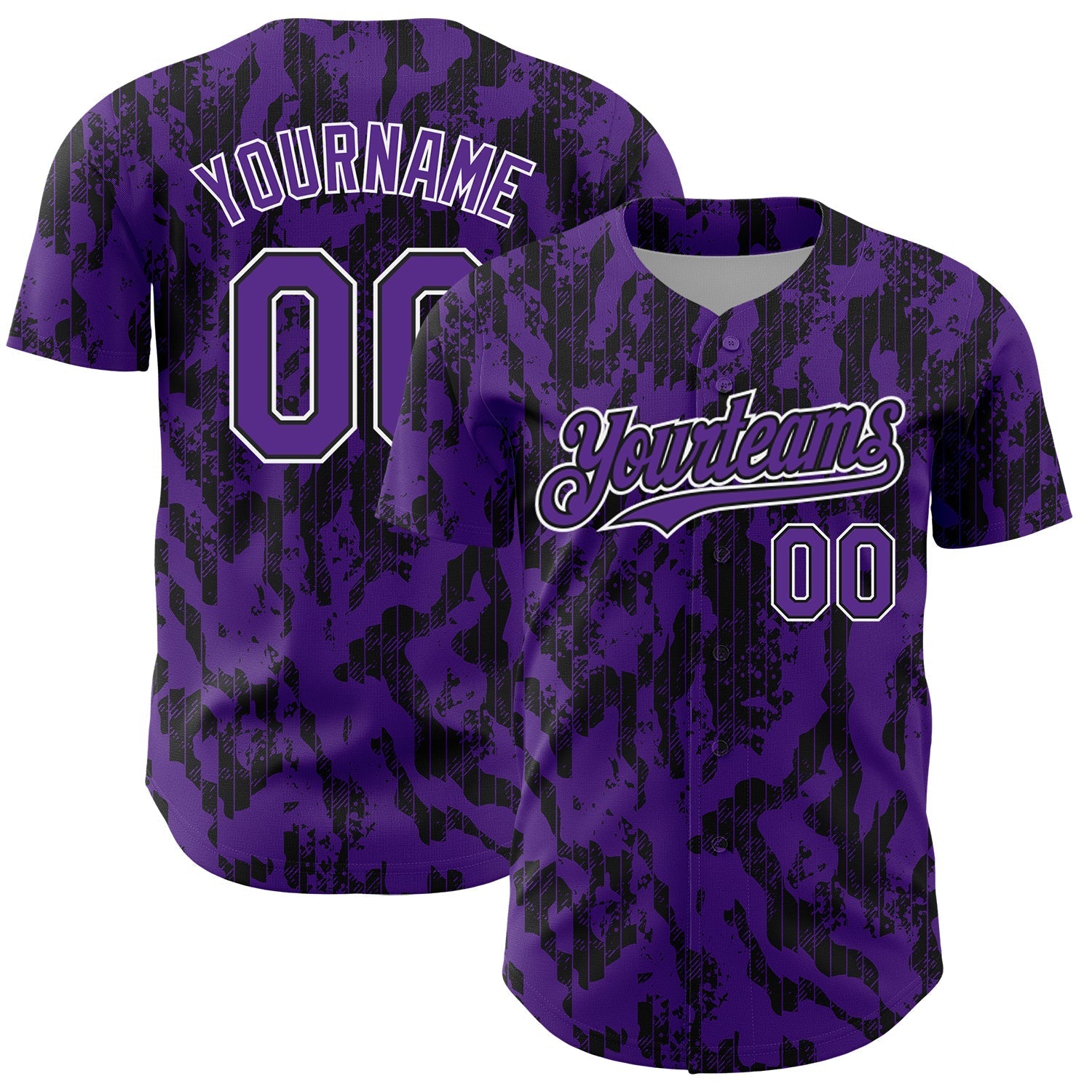 Custom Purple Black-White 3D Pattern Design Abstract Fluid Authentic Baseball Jersey baseball jersey product view 1