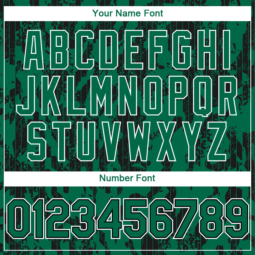 Custom Kelly Green Black-White 3D Pattern Design Abstract Fluid Authentic Baseball Jersey baseball jersey product view 5