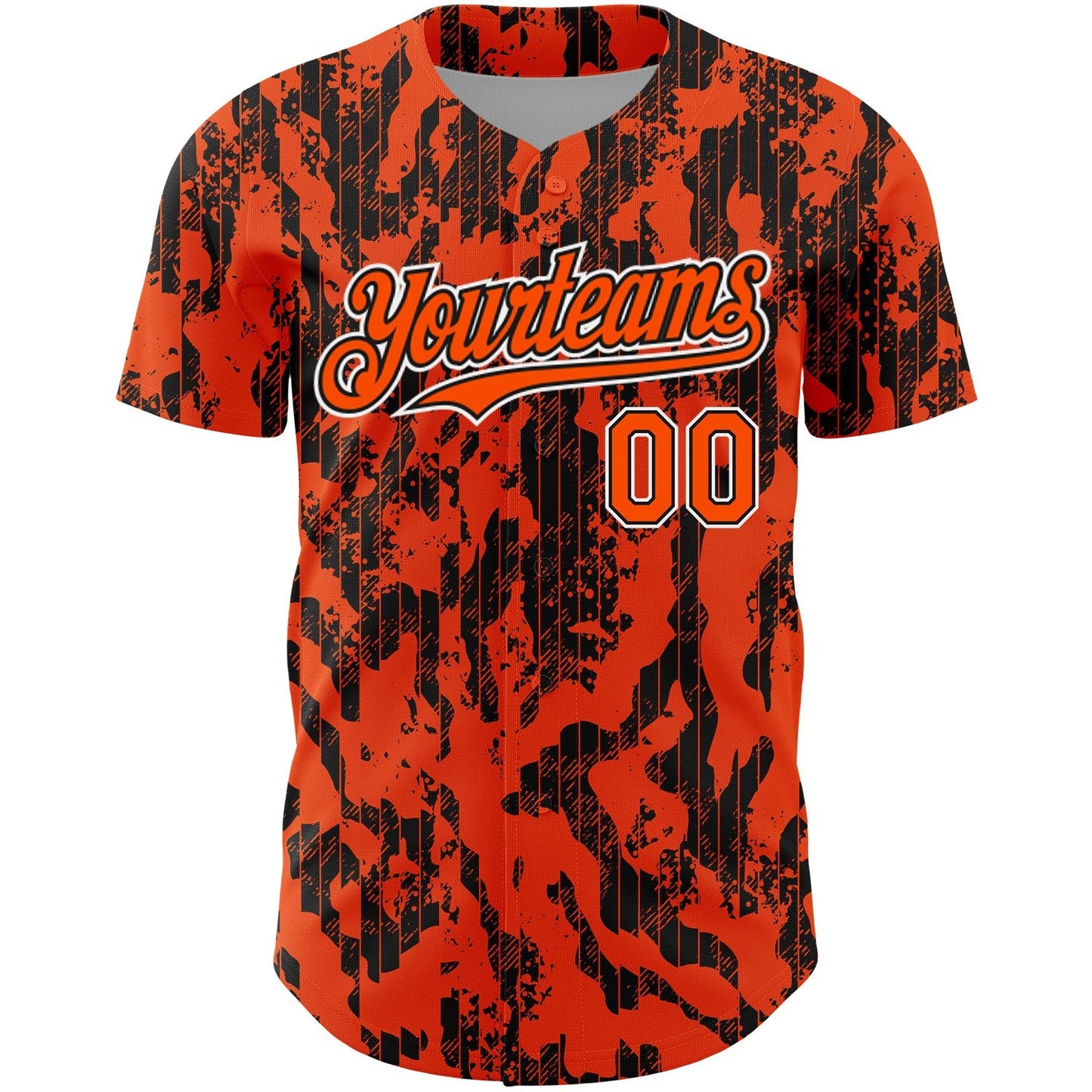 Custom Orange Black-White 3D Pattern Design Abstract Fluid Authentic Baseball Jersey baseball jersey product view 2