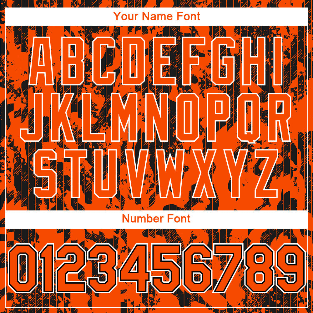 Custom Orange Black-White 3D Pattern Design Abstract Fluid Authentic Baseball Jersey baseball jersey product view 5