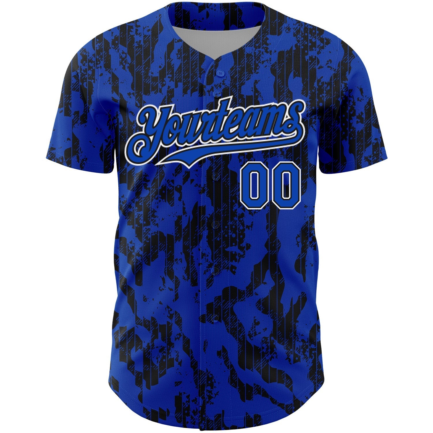 Custom Thunder Blue Black-White 3D Pattern Design Abstract Fluid Authentic Baseball Jersey baseball jersey product view 2