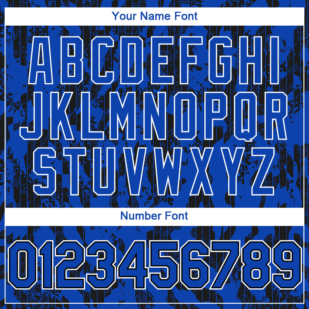 Custom Thunder Blue Black-White 3D Pattern Design Abstract Fluid Authentic Baseball Jersey baseball jersey product view 5