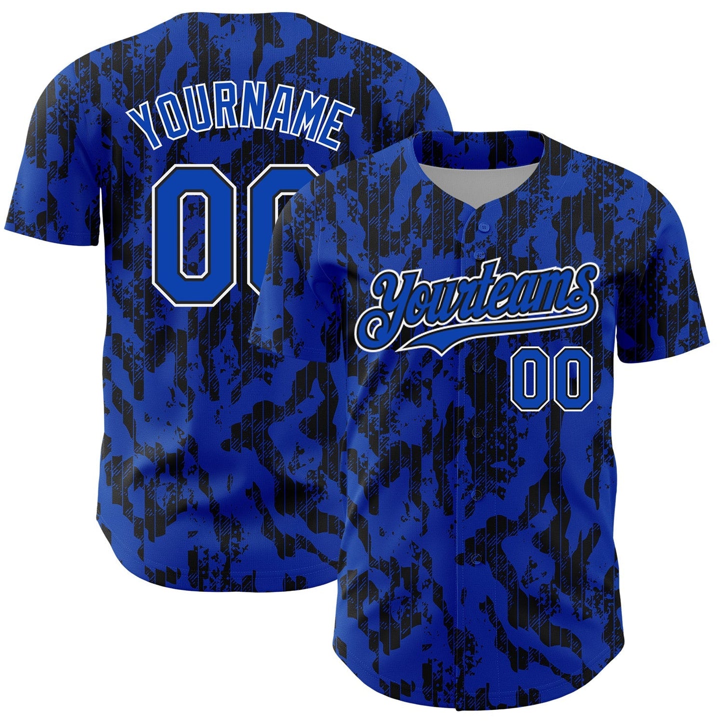 Custom Thunder Blue Black-White 3D Pattern Design Abstract Fluid Authentic Baseball Jersey baseball jersey product view 1