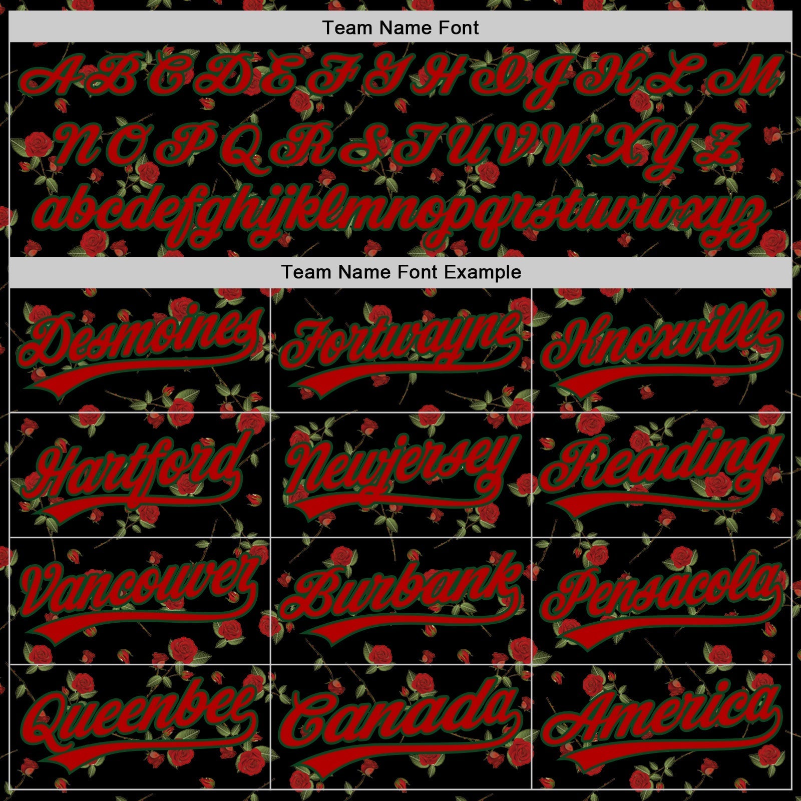 Custom Black Red-Green 3D Pattern Design Gothic Style Rose Authentic Baseball Jersey baseball jersey product view 4
