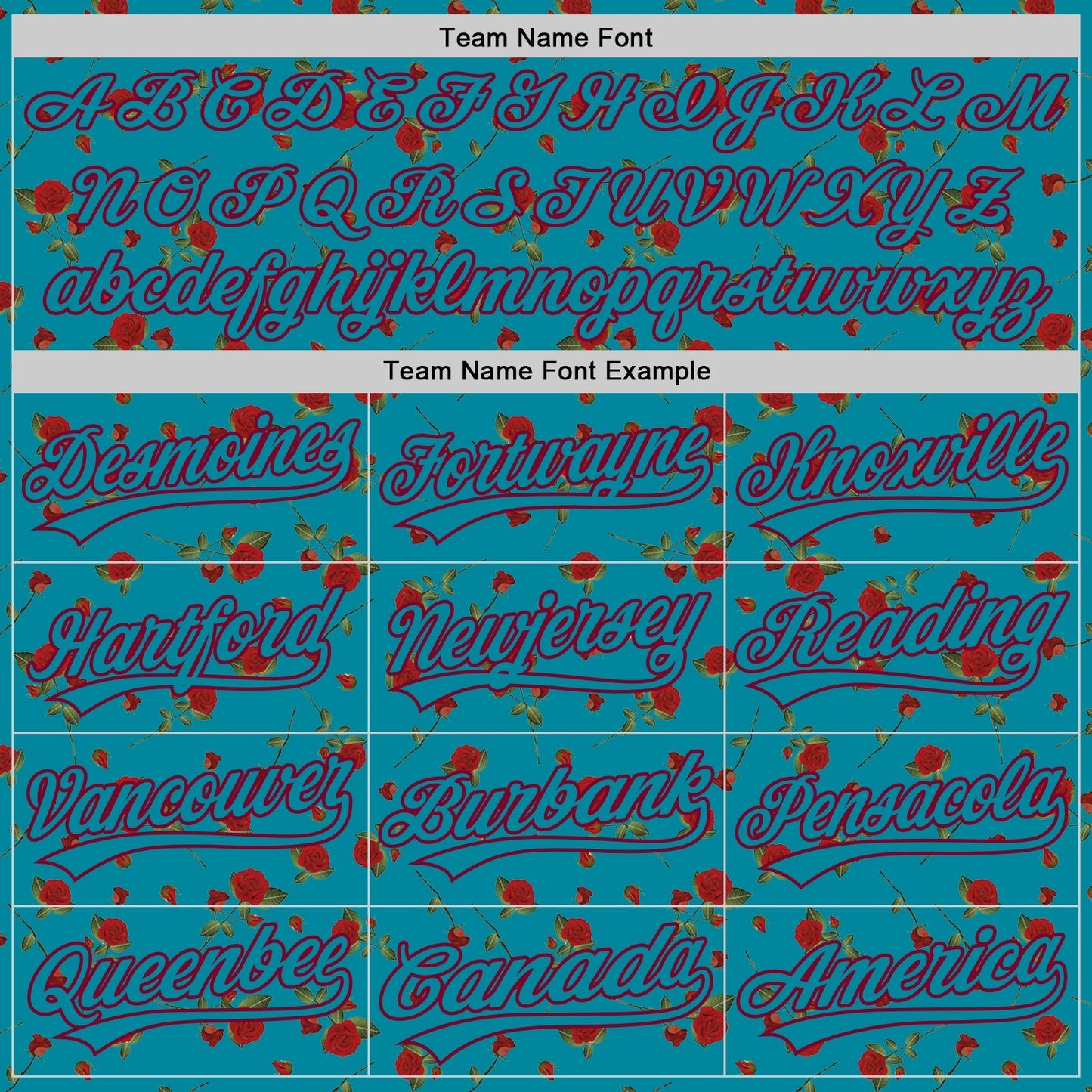Custom Teal Maroon 3D Pattern Design Gothic Style Rose Authentic Baseball Jersey baseball jersey product view 4