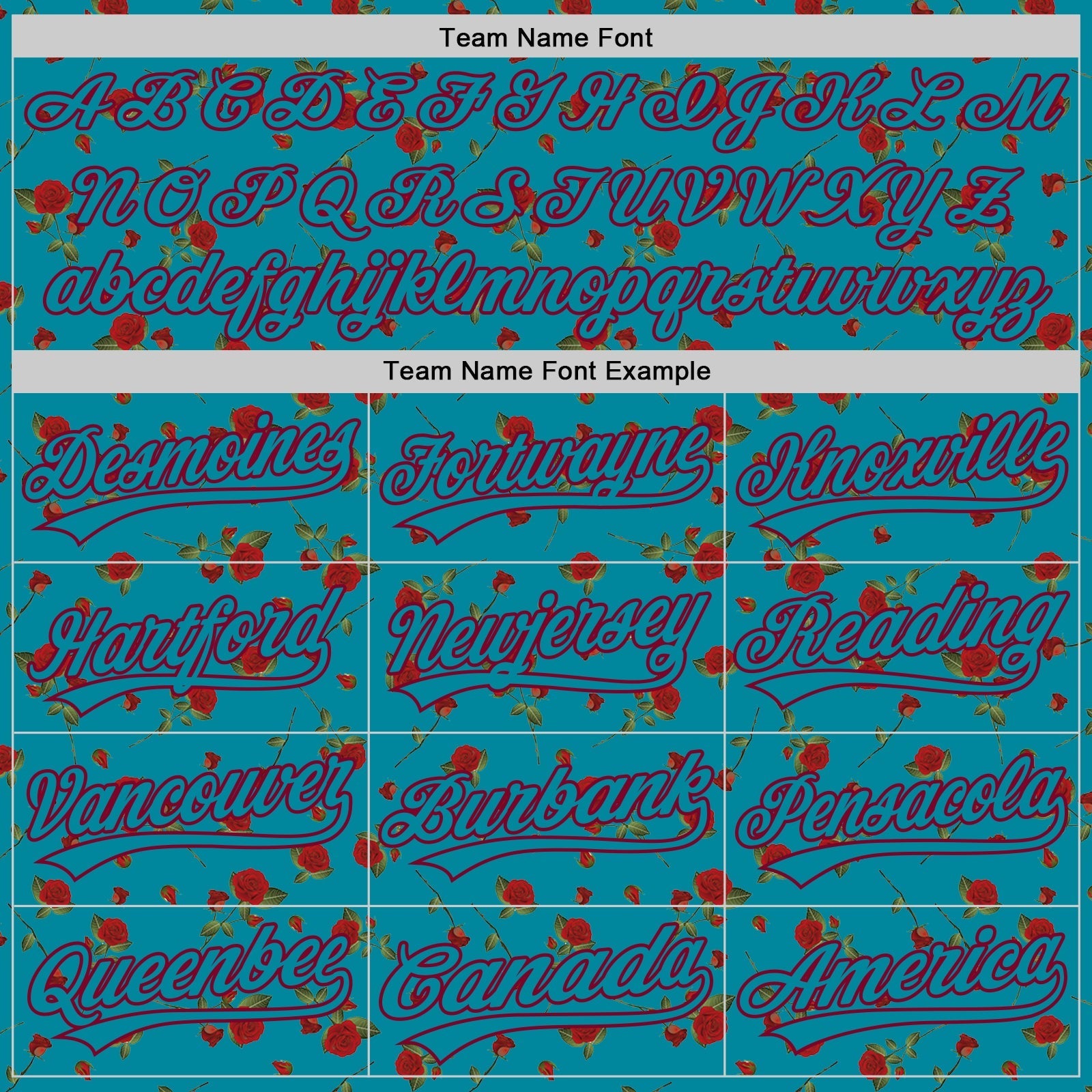 Custom Teal Maroon 3D Pattern Design Gothic Style Rose Authentic Baseball Jersey baseball jersey product view 4