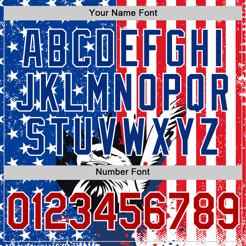 Custom White Red-Royal 3D American Flag Eagle And Star Authentic Baseball Jersey baseball jersey product view 5