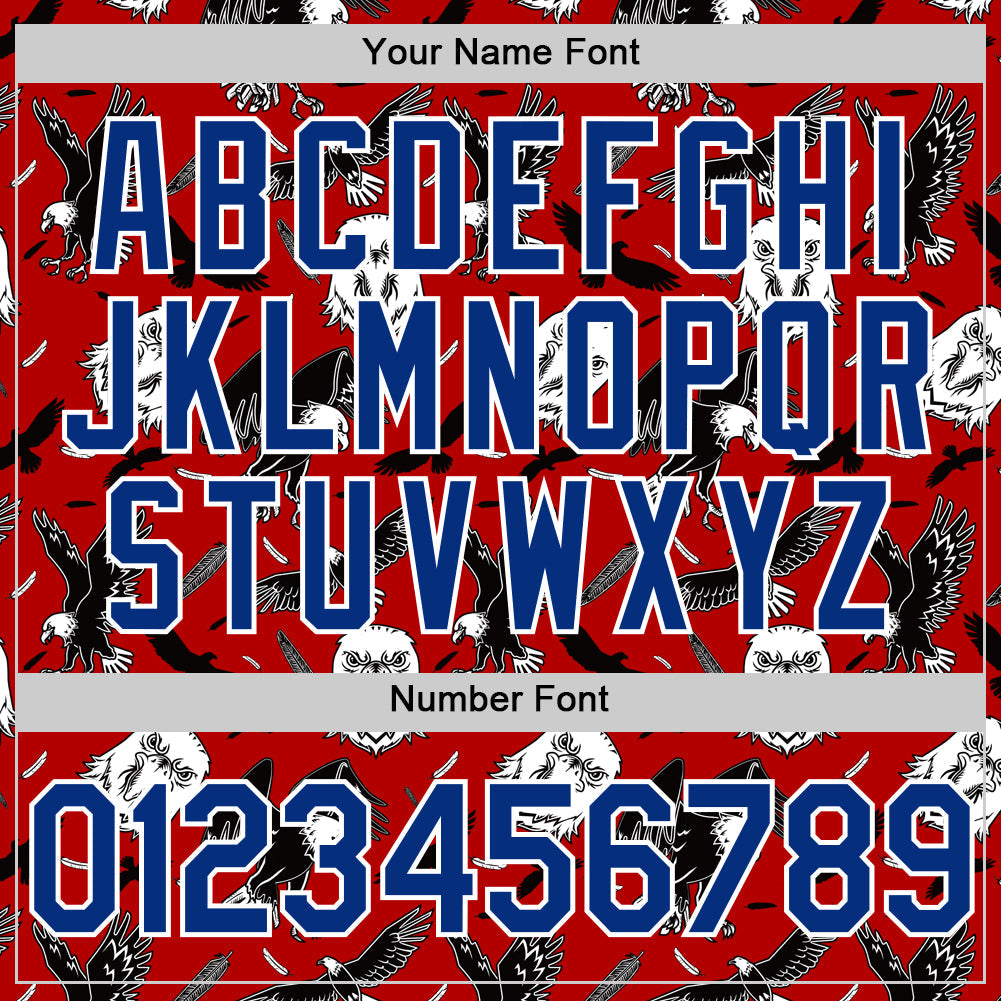 Custom Red Royal-White 3D Pattern Design American Eagle Authentic Baseball Jersey baseball jersey product view 5