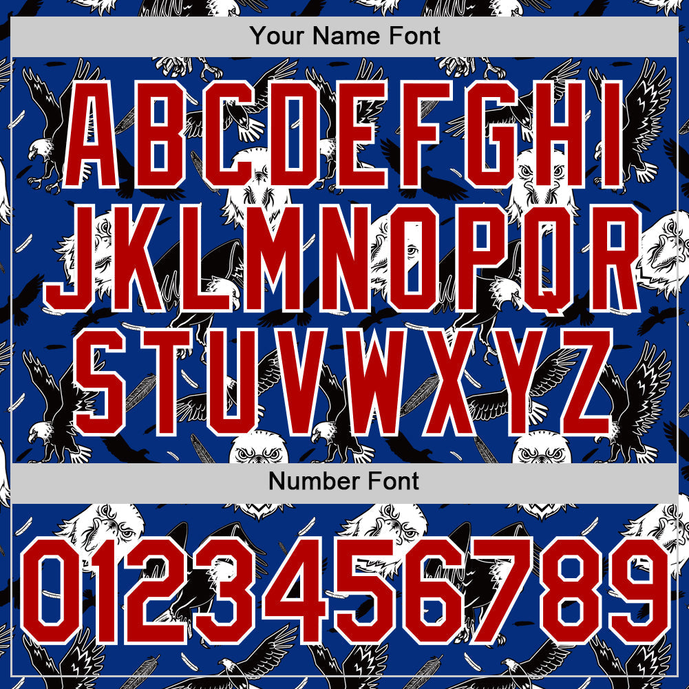 Custom Royal Red-White 3D Pattern Design American Eagle Authentic Baseball Jersey baseball jersey product view 5