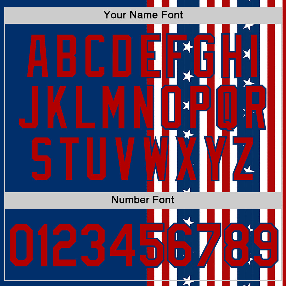 Custom US Navy Blue Red 3D American Flag And Star Authentic Baseball Jersey baseball jersey product view 5