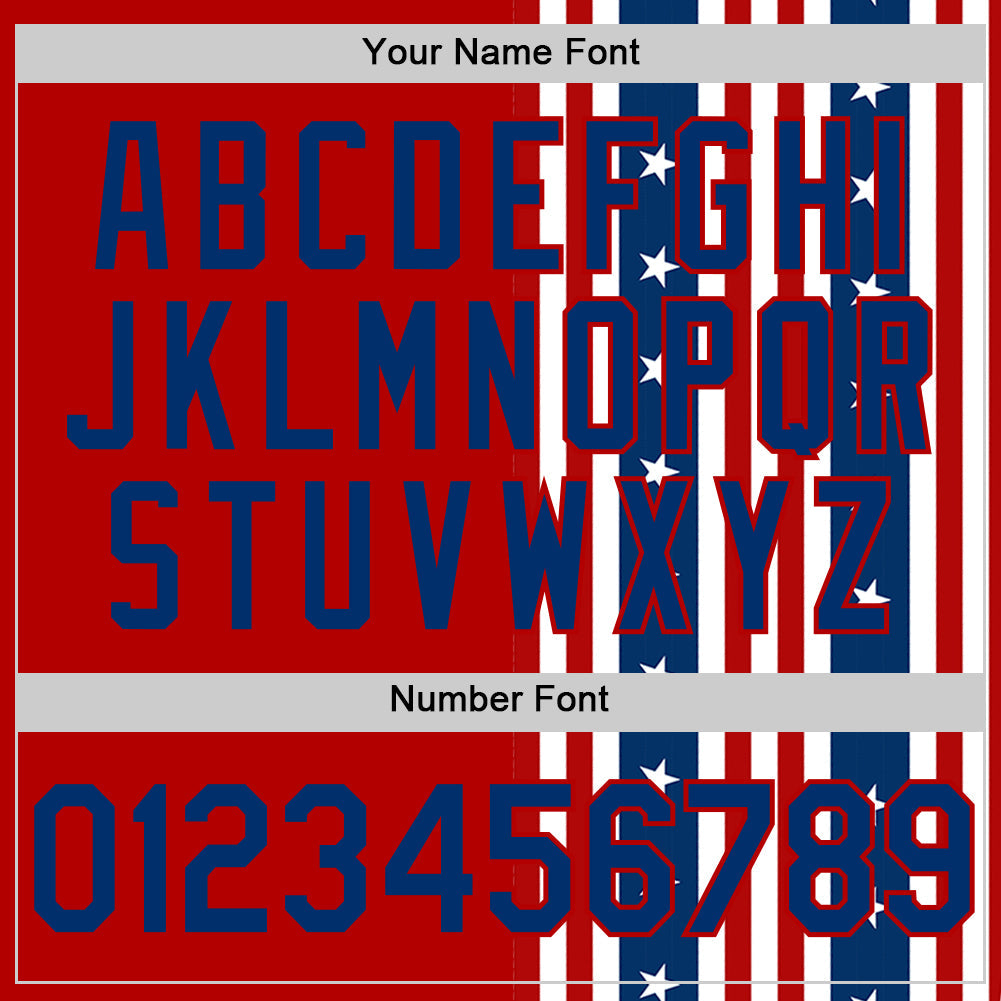 Custom Red US Navy Blue 3D American Flag And Star Authentic Baseball Jersey baseball jersey product view 5