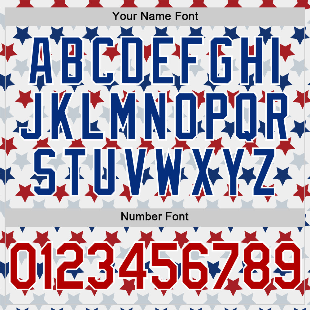 Custom White Red-Royal 3D Pattern Design Star Authentic Baseball Jersey baseball jersey product view 5