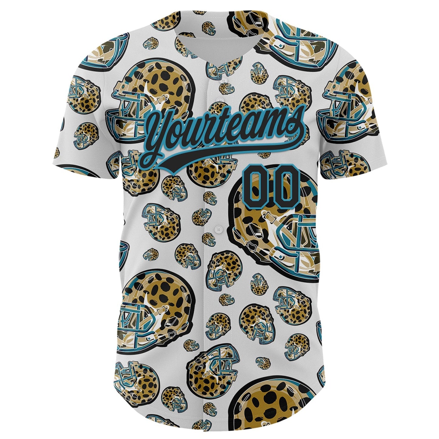 Custom White Black-Panther Blue 3D Pattern Design Football Jaguar Helmet Authentic Baseball Jersey football jersey product view 2