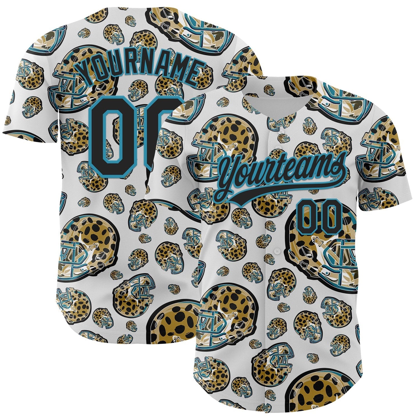 Custom White Black-Panther Blue 3D Pattern Design Football Jaguar Helmet Authentic Baseball Jersey football jersey product view 1