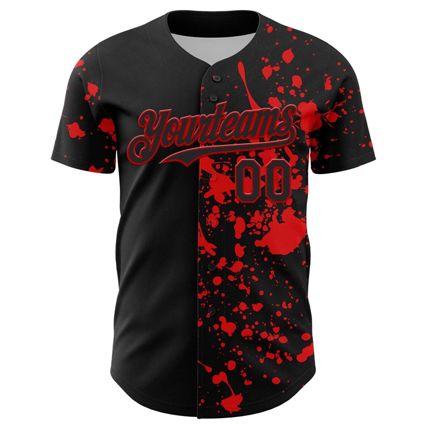 Custom Black Red 3D Pattern Design Rave Halloween Skull Authentic Baseball Jersey baseball jersey product view 2
