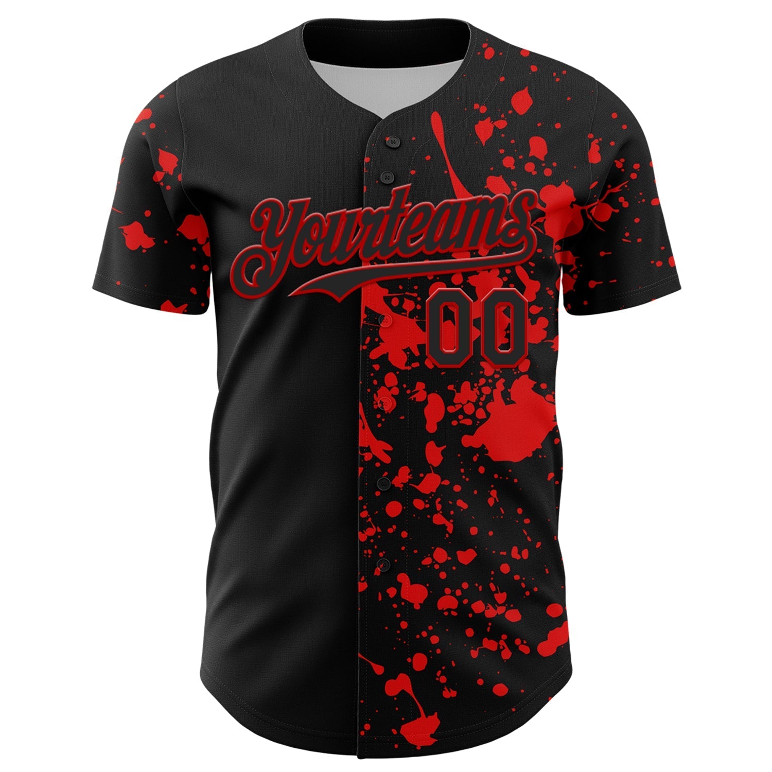 Custom Black Red 3D Pattern Design Rave Halloween Skull Authentic Baseball Jersey baseball jersey product view 2