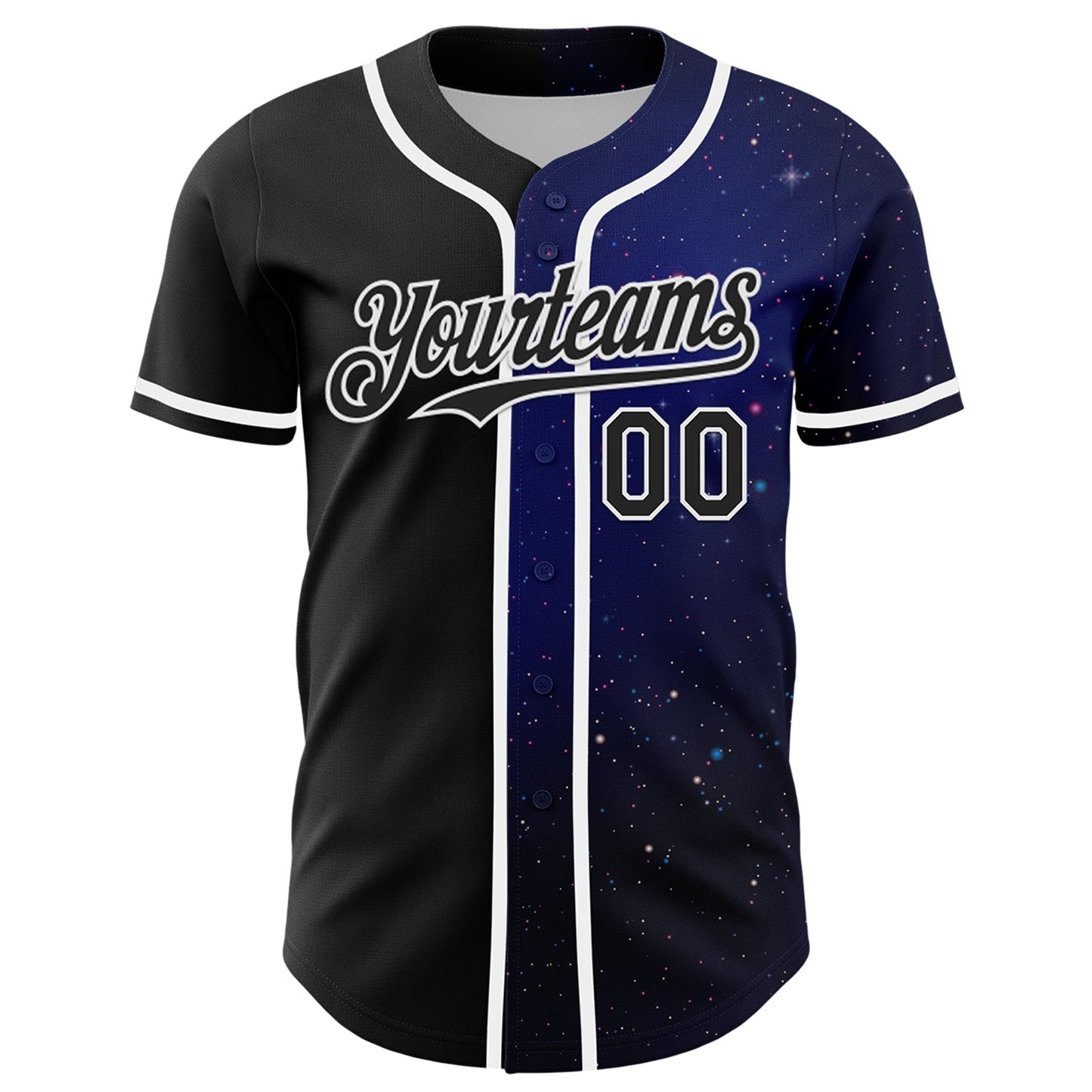 Custom Black White 3D Pattern Design Rave Galaxy Star Authentic Baseball Jersey baseball jersey product view 2