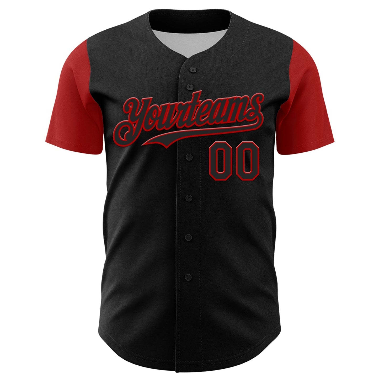 Custom Black Red 3D Pattern Design Rave Gothic Style Authentic Baseball Jersey baseball jersey product view 2