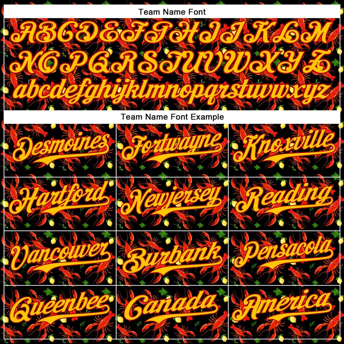 Custom Black Red-Yellow 3D Pattern Design Animal Lobster Fruit Lemon Authentic Baseball Jersey baseball jersey product view 4