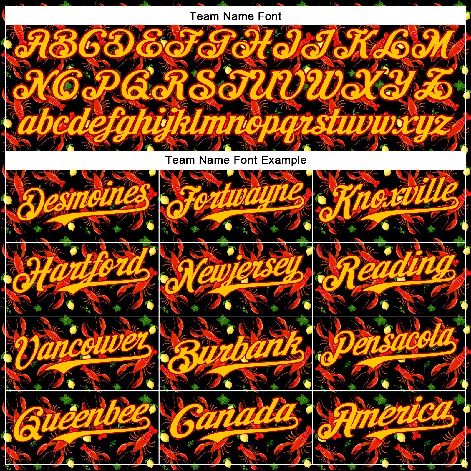 Custom Black Red-Yellow 3D Pattern Design Animal Lobster Fruit Lemon Authentic Baseball Jersey baseball jersey product view 4