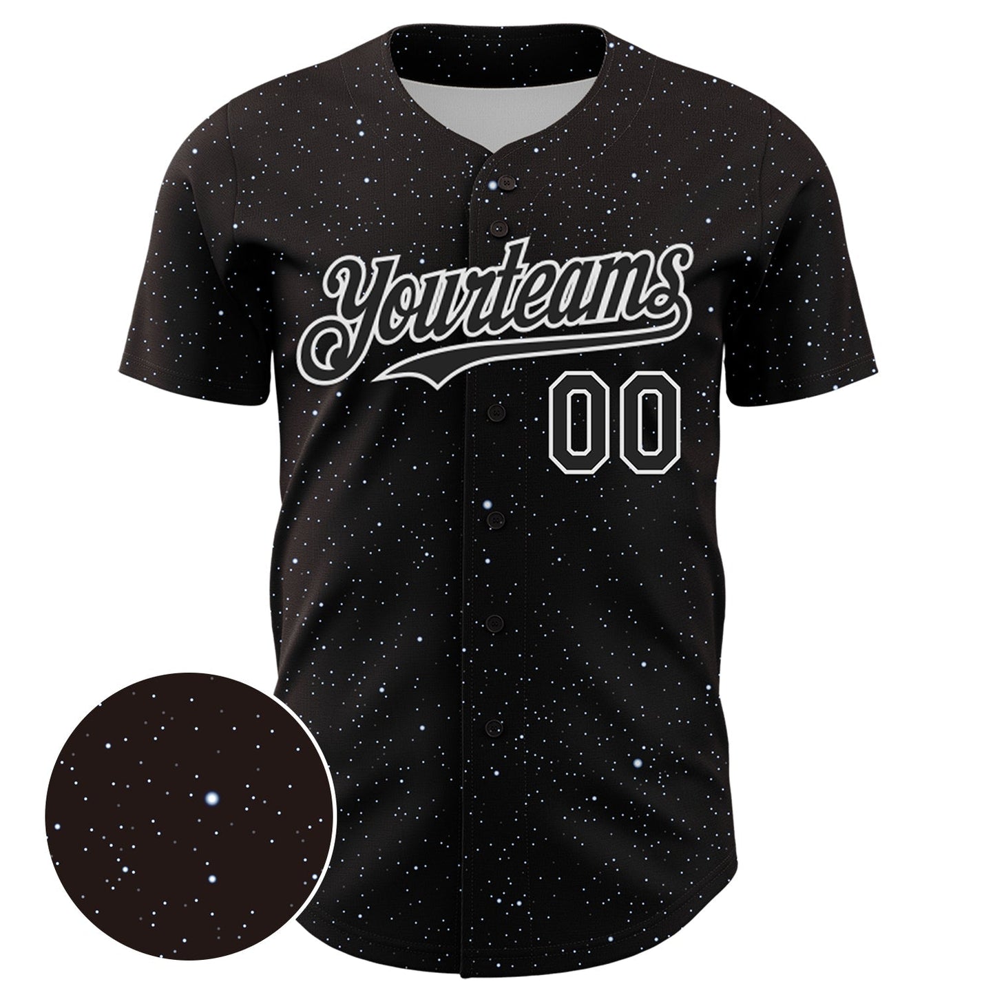 Custom Black White 3D Pattern Design Starry Sky Authentic Baseball Jersey baseball jersey product view 2
