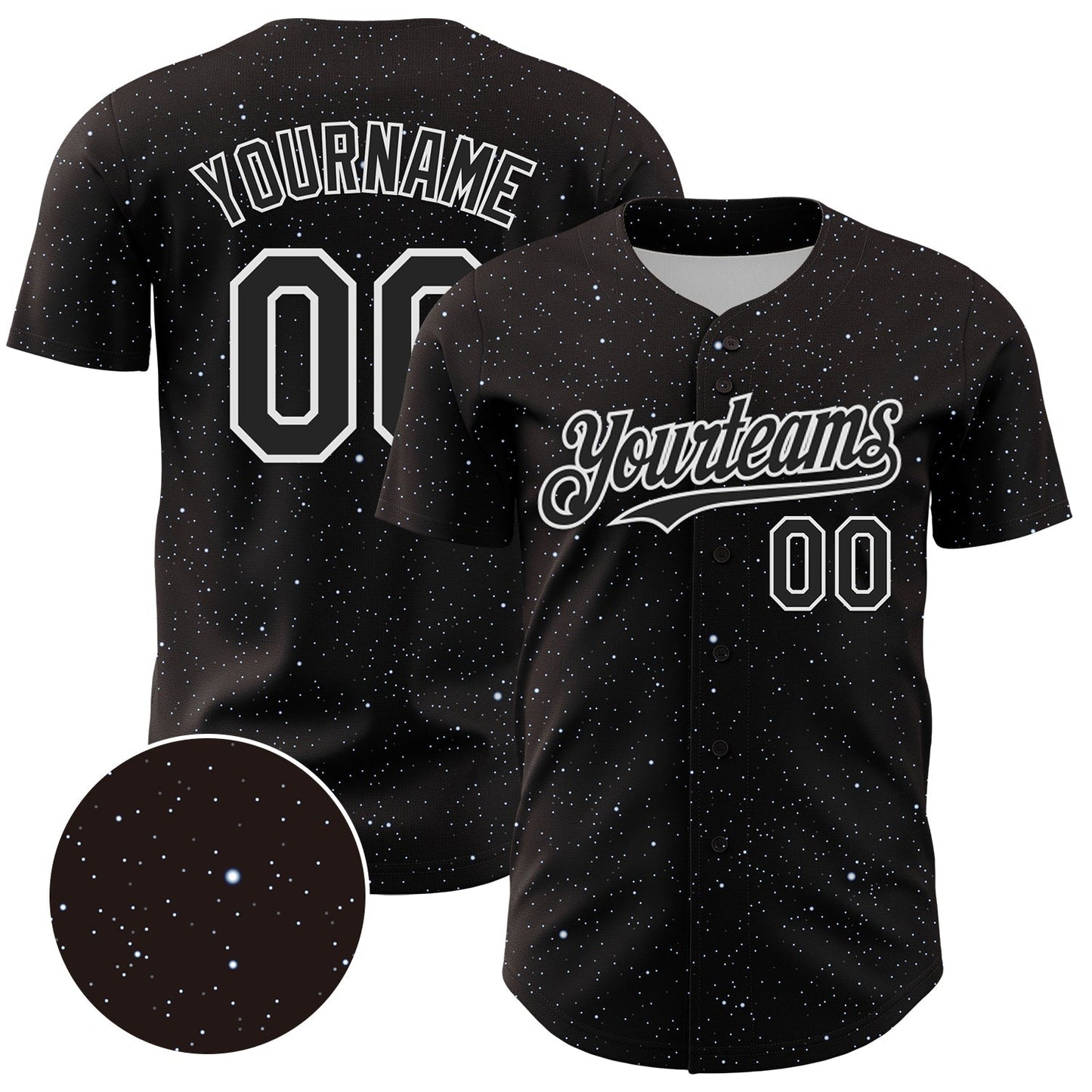 Custom Black White 3D Pattern Design Starry Sky Authentic Baseball Jersey baseball jersey product view 1