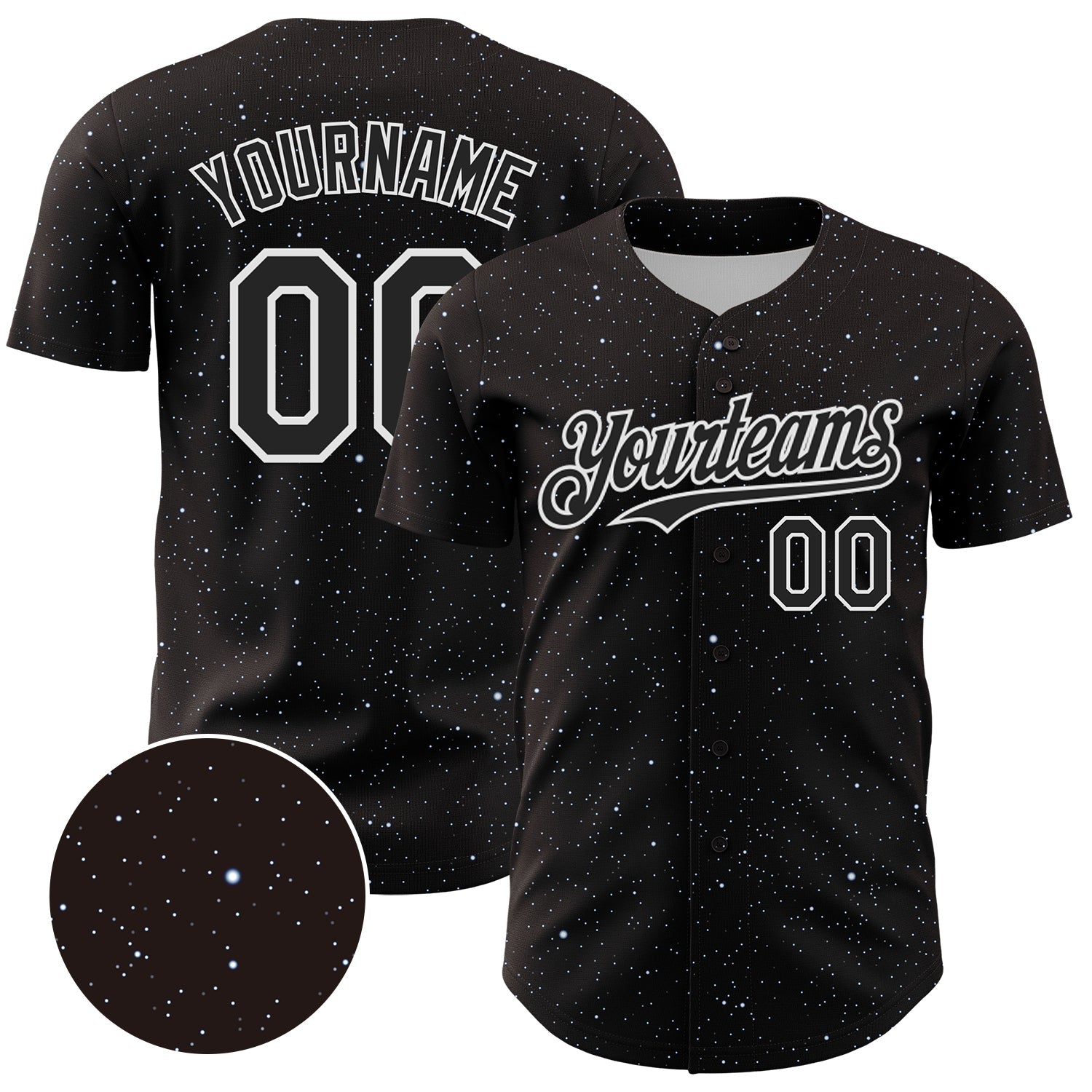 Custom Black White 3D Pattern Design Starry Sky Authentic Baseball Jersey baseball jersey product view 1