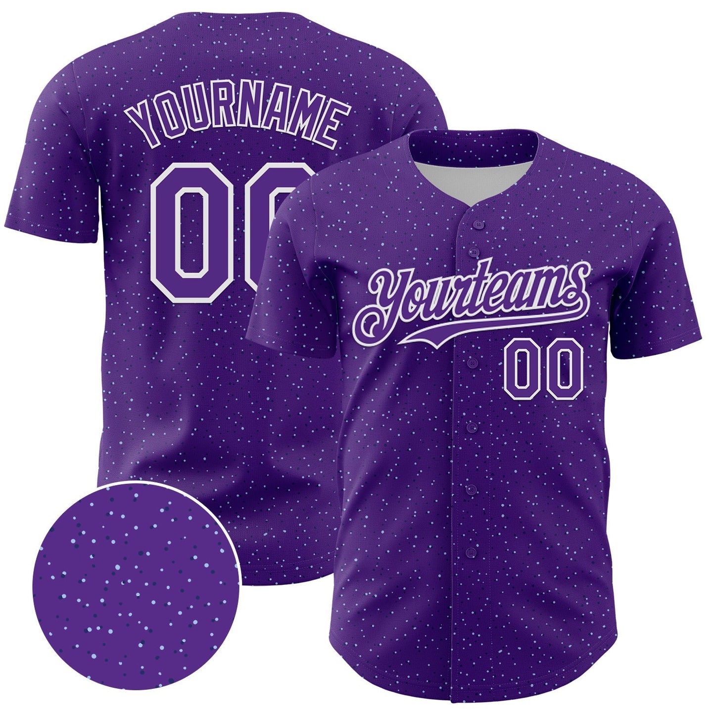 Custom Purple White 3D Pattern Design Dots Authentic Baseball Jersey baseball jersey product view 1