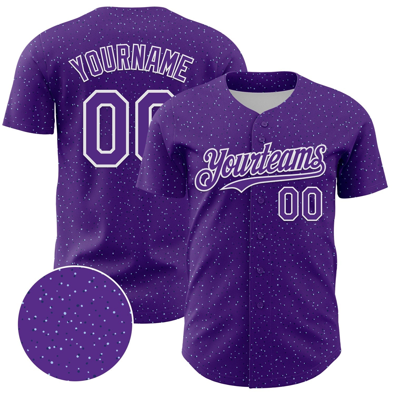Custom Purple White 3D Pattern Design Dots Authentic Baseball Jersey baseball jersey product view 1