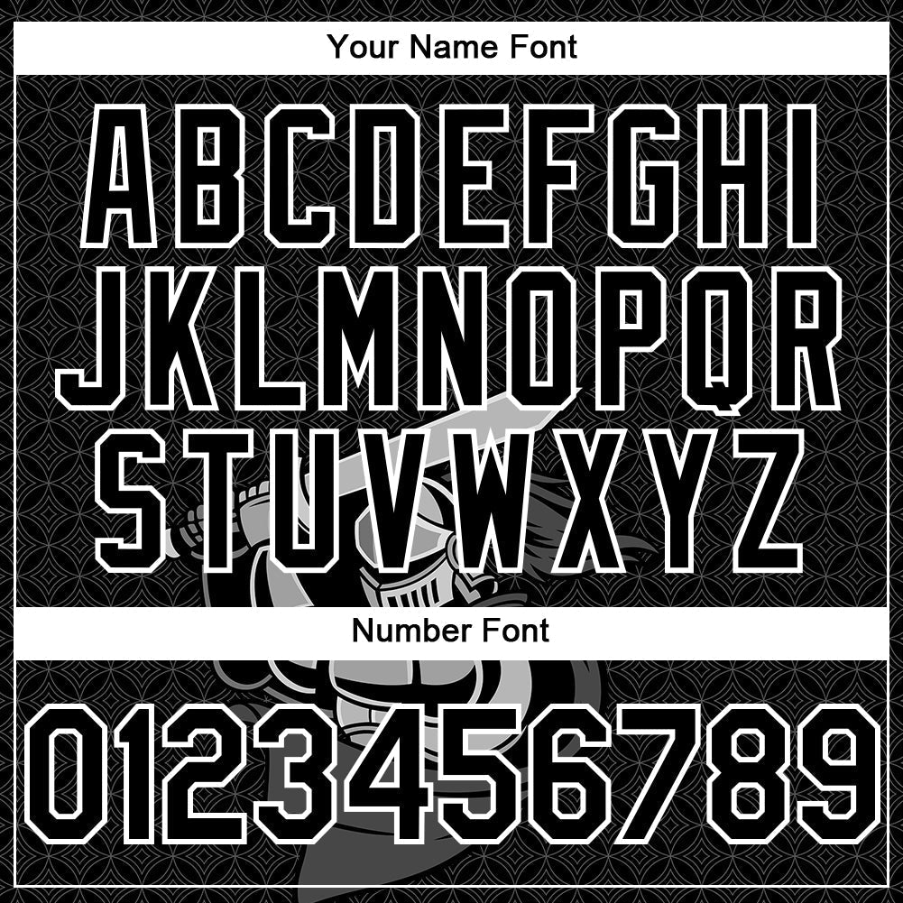 Custom Black White 3D Pattern Design Knight Hero Art Authentic Baseball Jersey baseball jersey product view 5