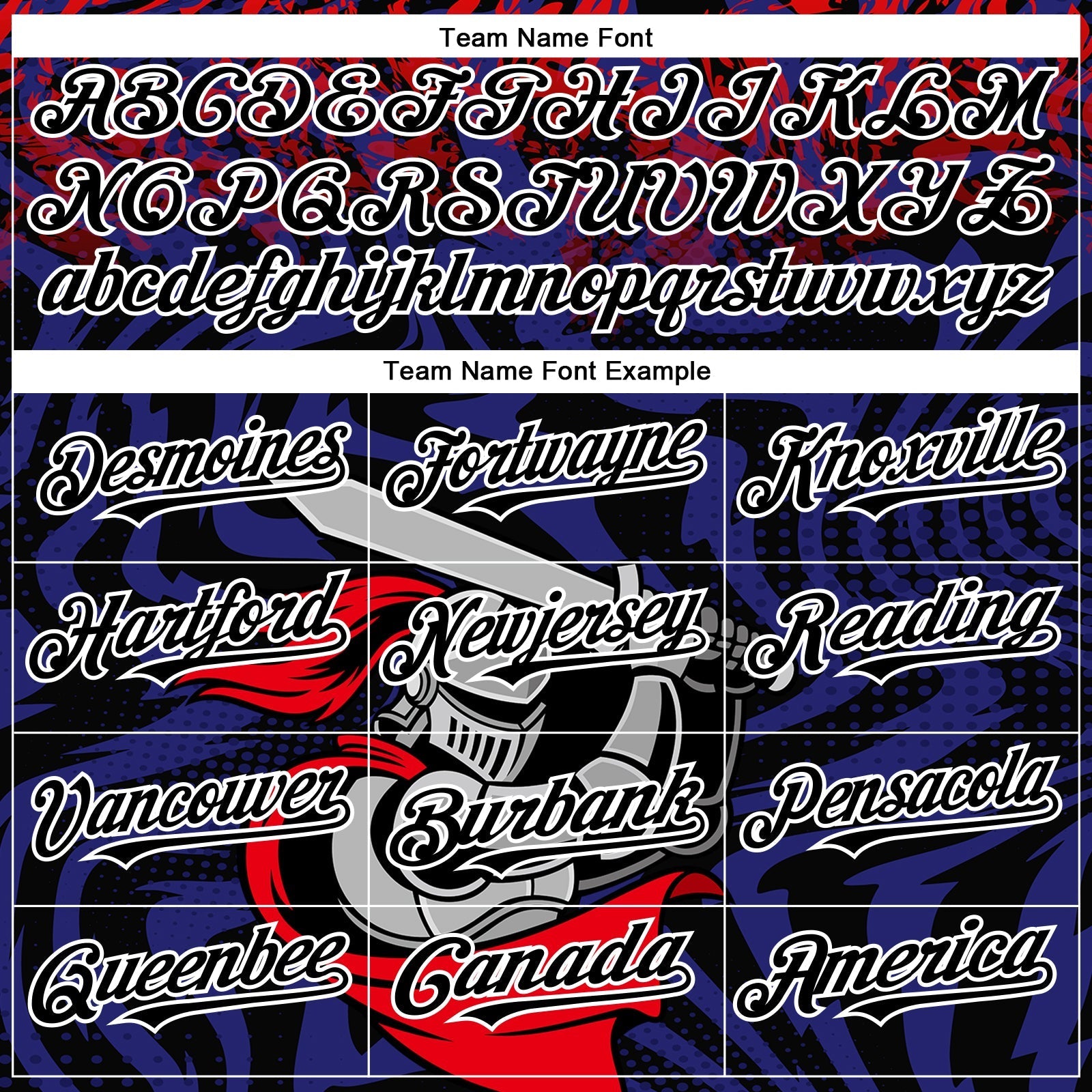 Custom Red Black-Thunder Blue 3D Pattern Design Knight Hero Art Authentic Baseball Jersey baseball jersey product view 4