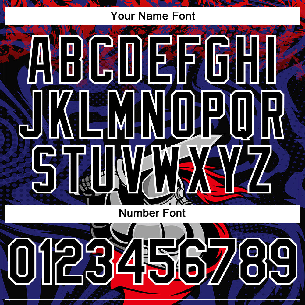 Custom Red Black-Thunder Blue 3D Pattern Design Knight Hero Art Authentic Baseball Jersey baseball jersey product view 5