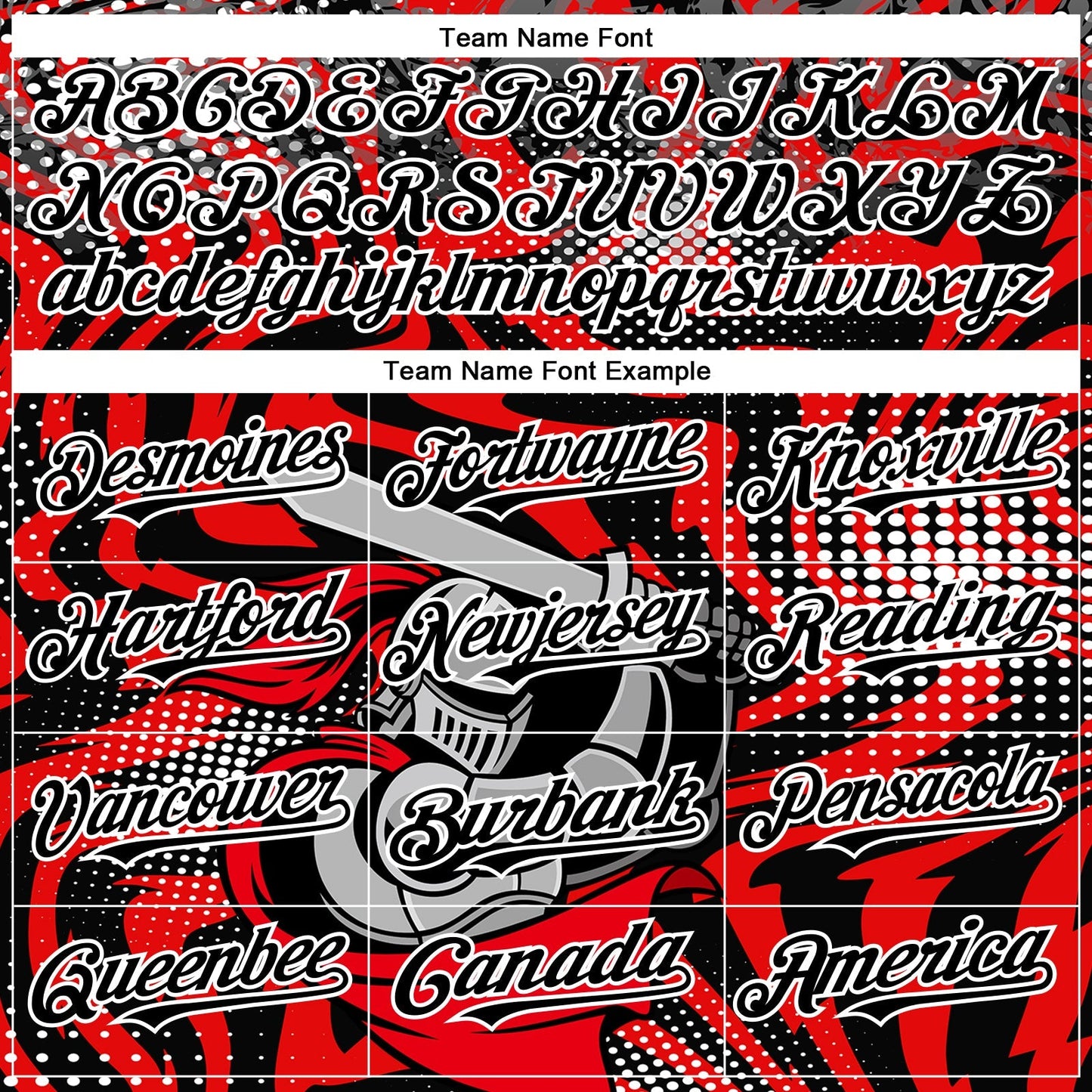 Custom Red Black-White 3D Pattern Design Knight Hero Art Authentic Baseball Jersey baseball jersey product view 4