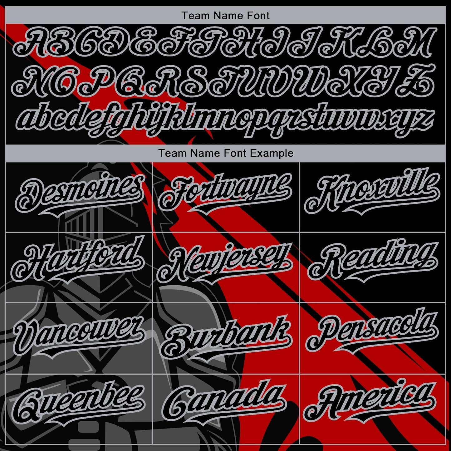 Custom Black Red-Gray 3D Pattern Design Knight Hero Art Authentic Baseball Jersey baseball jersey product view 4