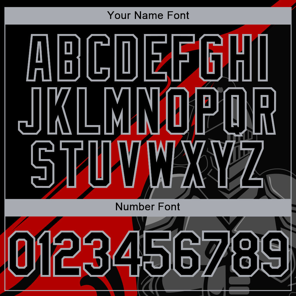 Custom Black Red-Gray 3D Pattern Design Knight Hero Art Authentic Baseball Jersey baseball jersey product view 5