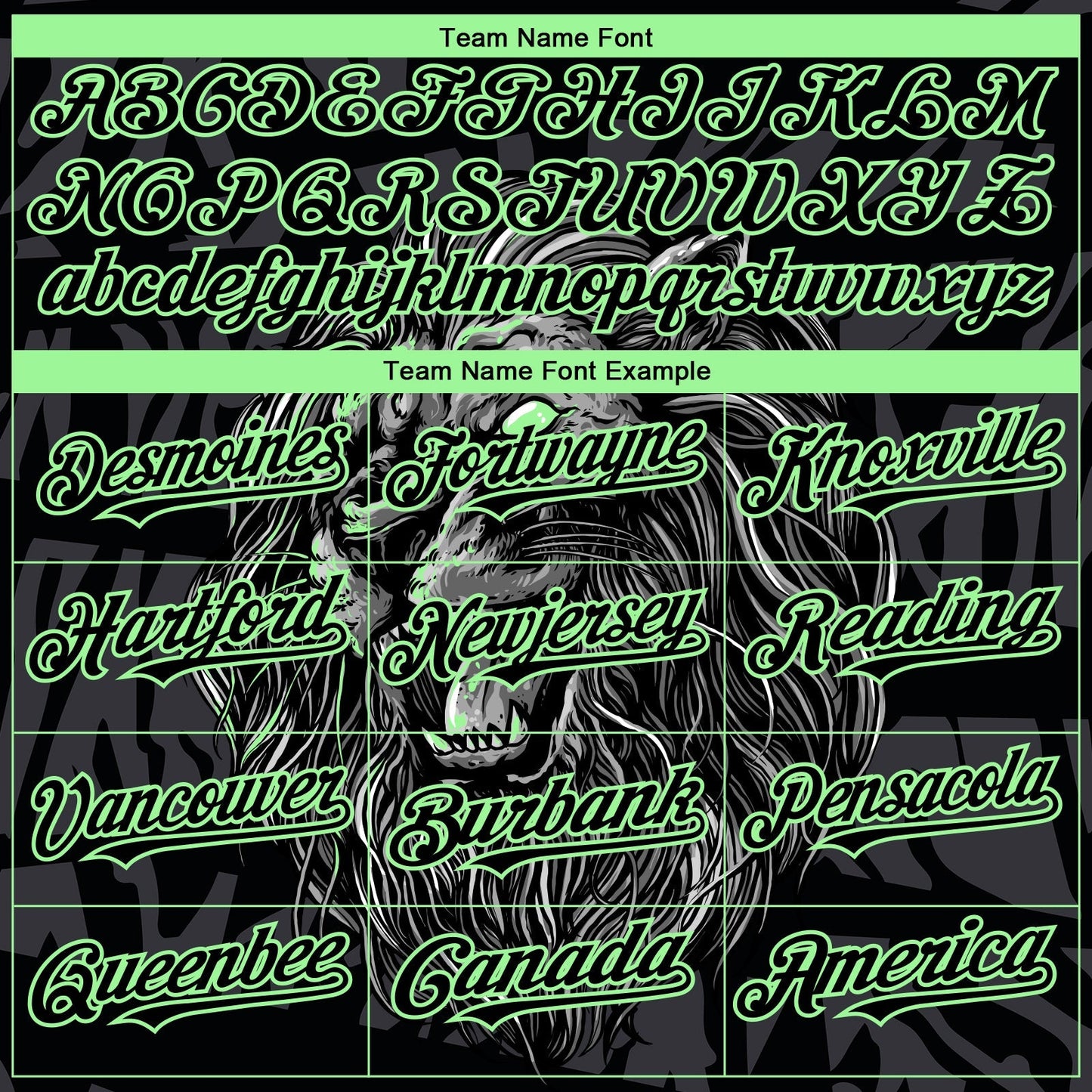 Custom Black Pea Green 3D Pattern Design Animal Lion Authentic Baseball Jersey baseball jersey product view 4
