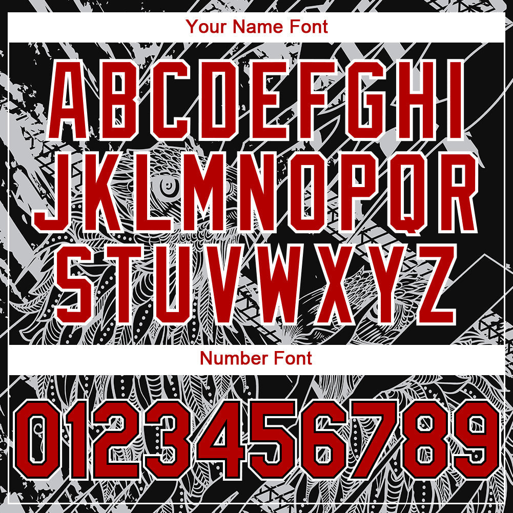 Custom Black Red-White 3D Pattern Design Animal Eagle Authentic Baseball Jersey baseball jersey product view 5