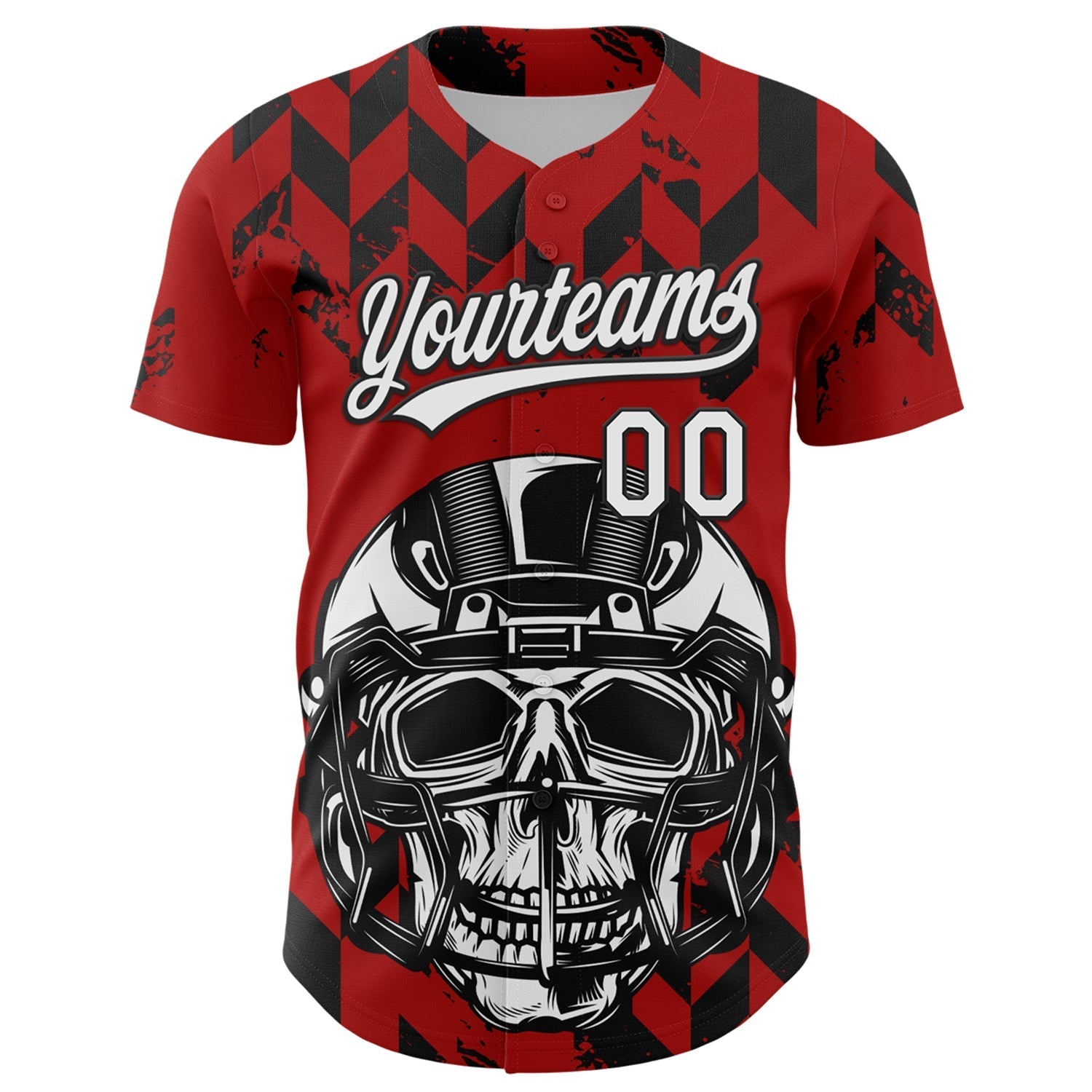 Custom Red White-Black 3D Pattern Design Football Skull Helmet Authentic Baseball Jersey football jersey product view 2