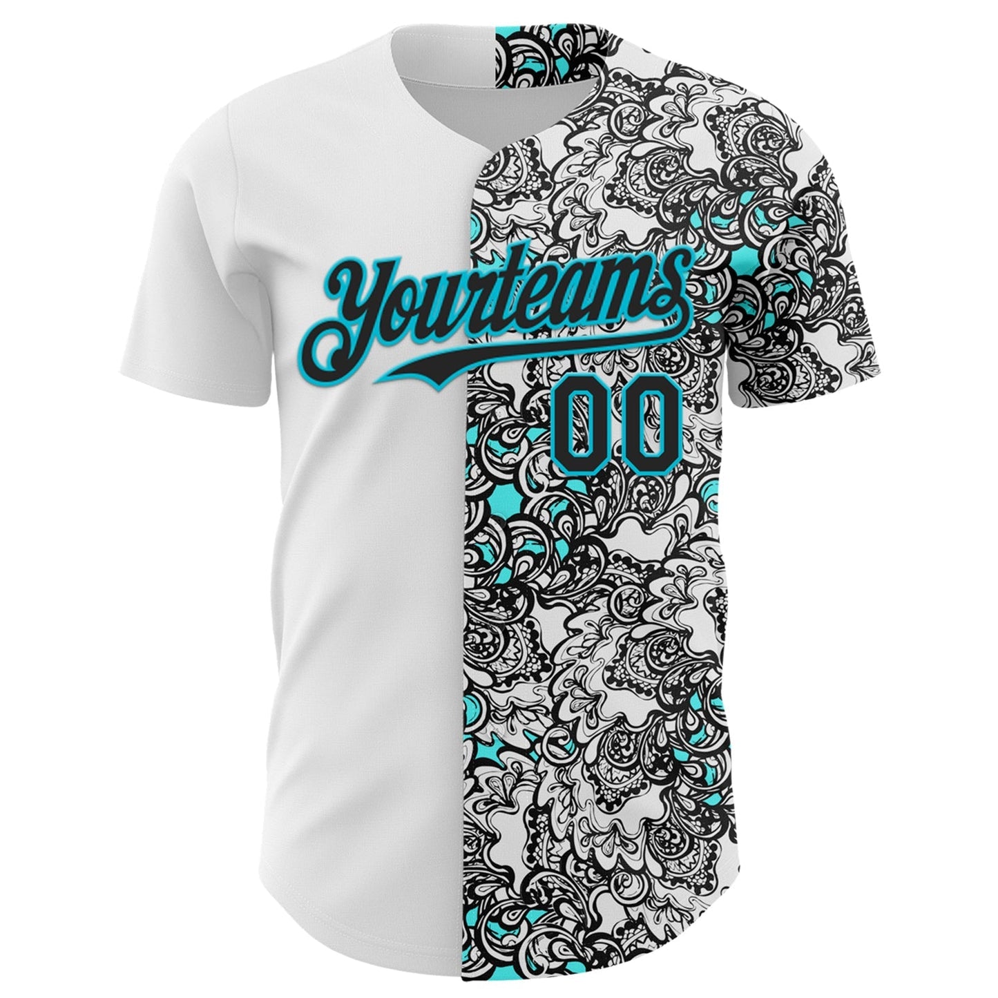 Custom White Black-Lakes Blue 3D Pattern Design Vintage Tattoos Authentic Baseball Jersey baseball jersey product view 2