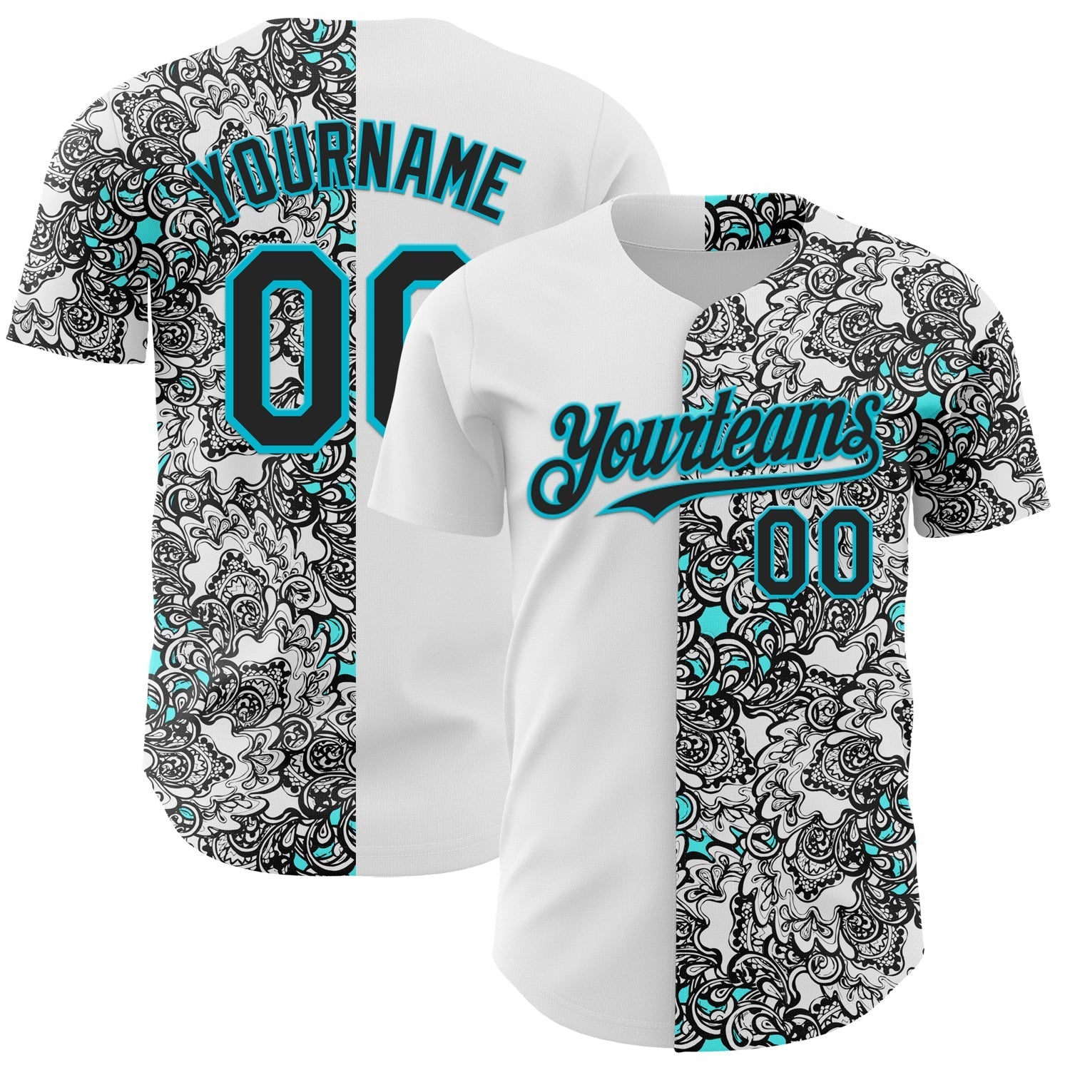 Custom White Black-Lakes Blue 3D Pattern Design Vintage Tattoos Authentic Baseball Jersey baseball jersey product view 1