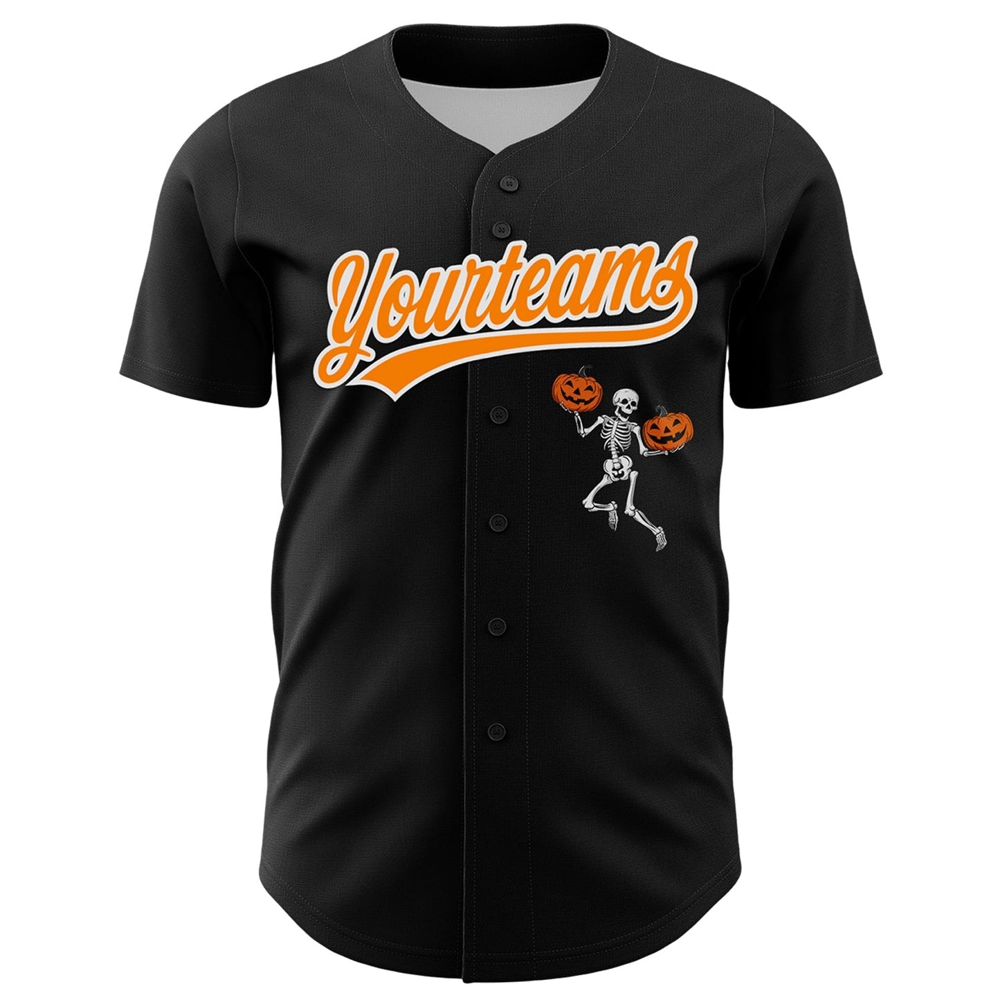 Custom Black Bay Orange-White 3D Halloween Authentic Baseball Jersey baseball jersey product view 2