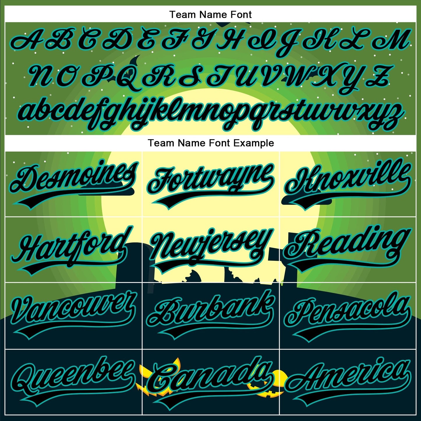 Custom Green Black-Aqua 3D Halloween Authentic Baseball Jersey baseball jersey product view 4