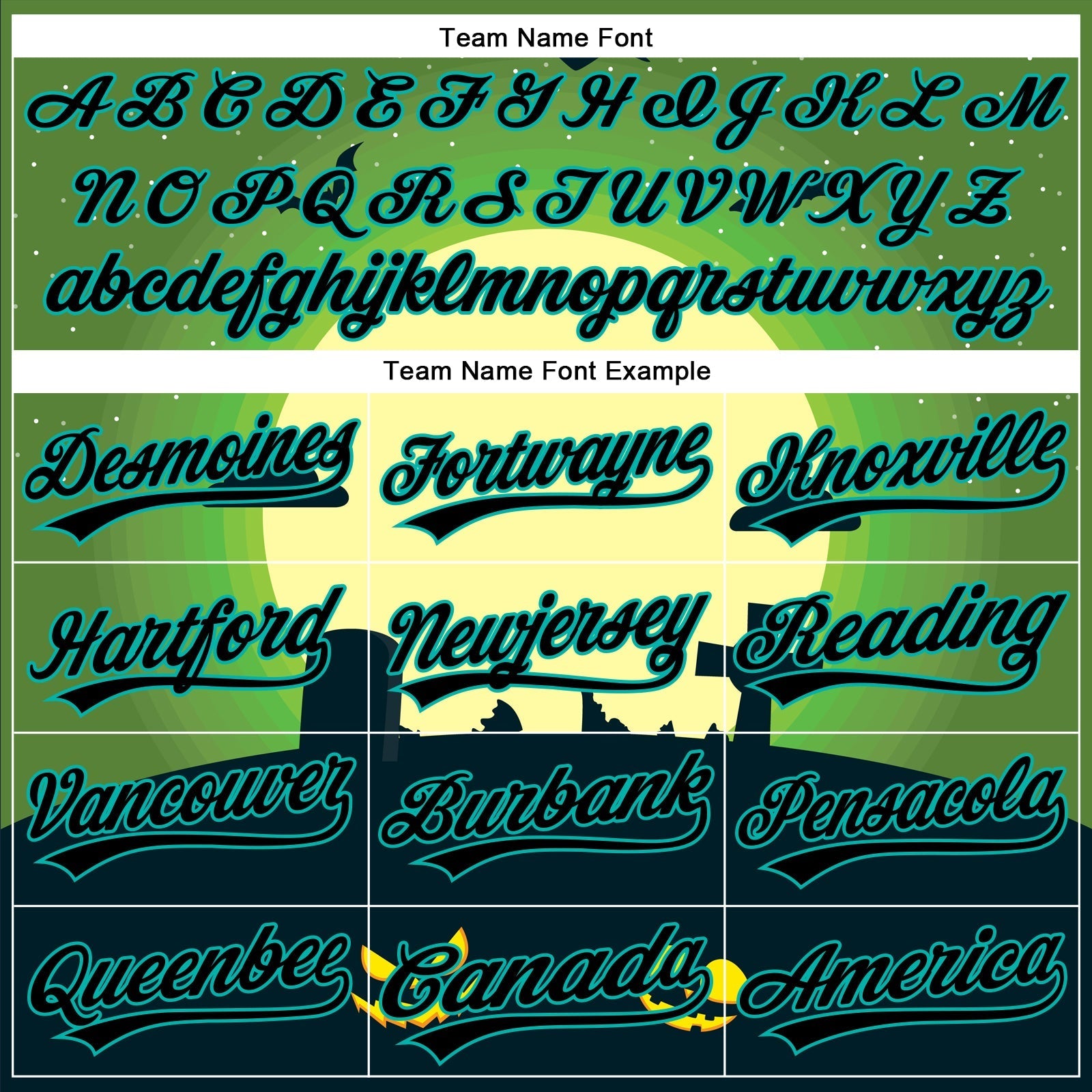 Custom Green Black-Aqua 3D Halloween Authentic Baseball Jersey baseball jersey product view 4
