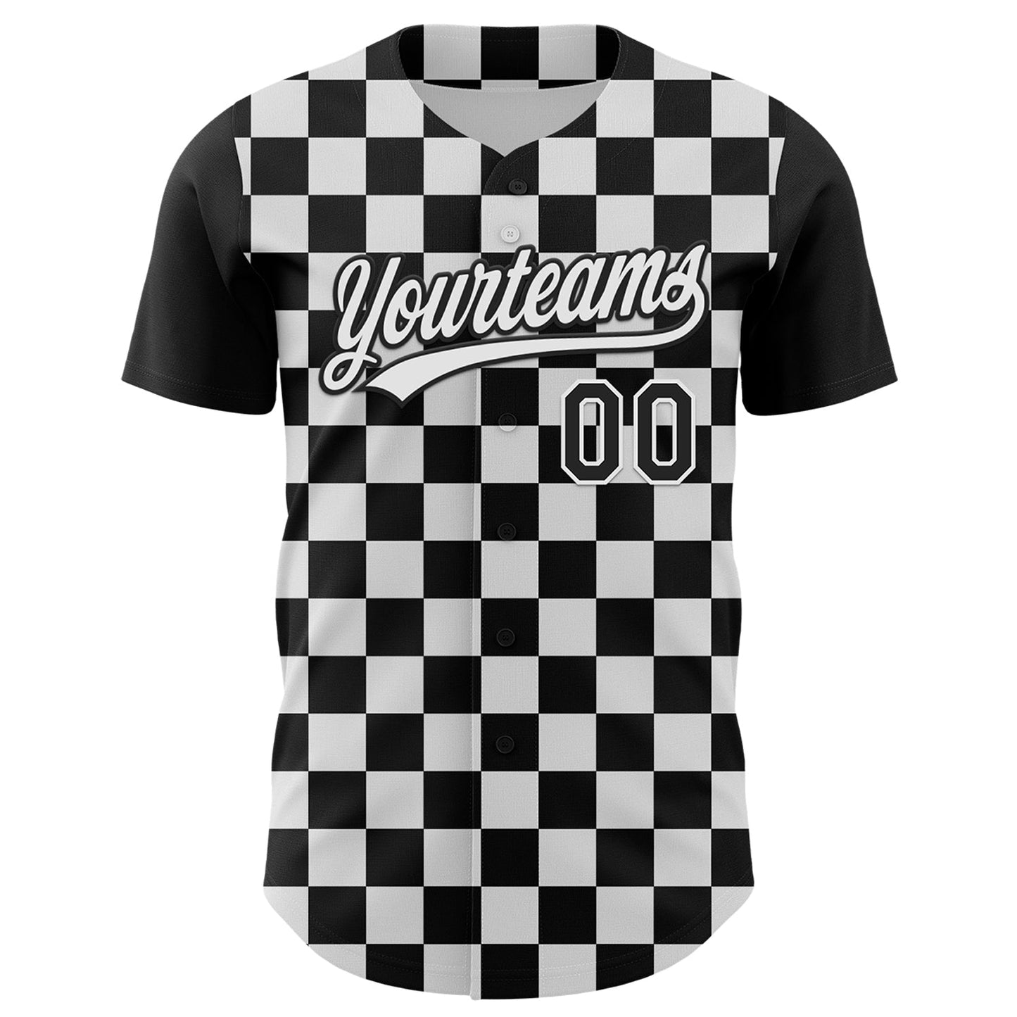 Custom Black White 3D Halloween Authentic Baseball Jersey baseball jersey product view 2