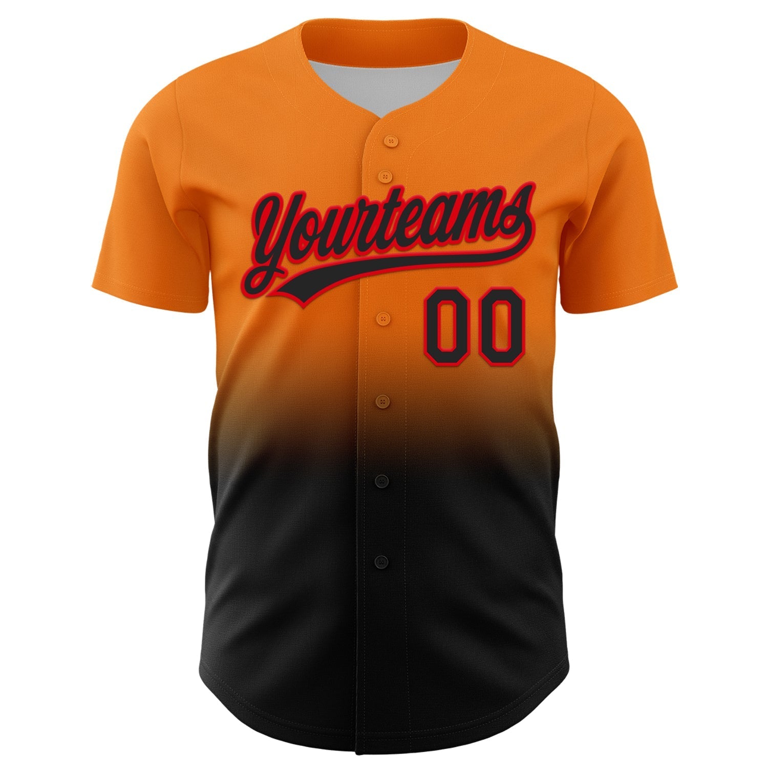 Custom Bay Orange Black-Fire Red 3D Halloween Authentic Baseball Jersey baseball jersey product view 2
