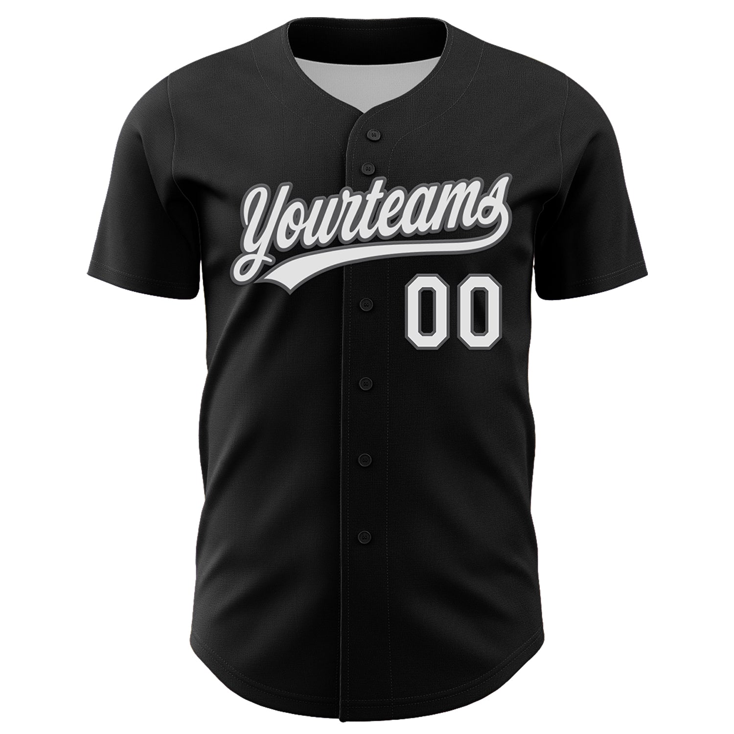 Custom Black White-Steel Gray 3D Halloween Authentic Baseball Jersey baseball jersey product view 2