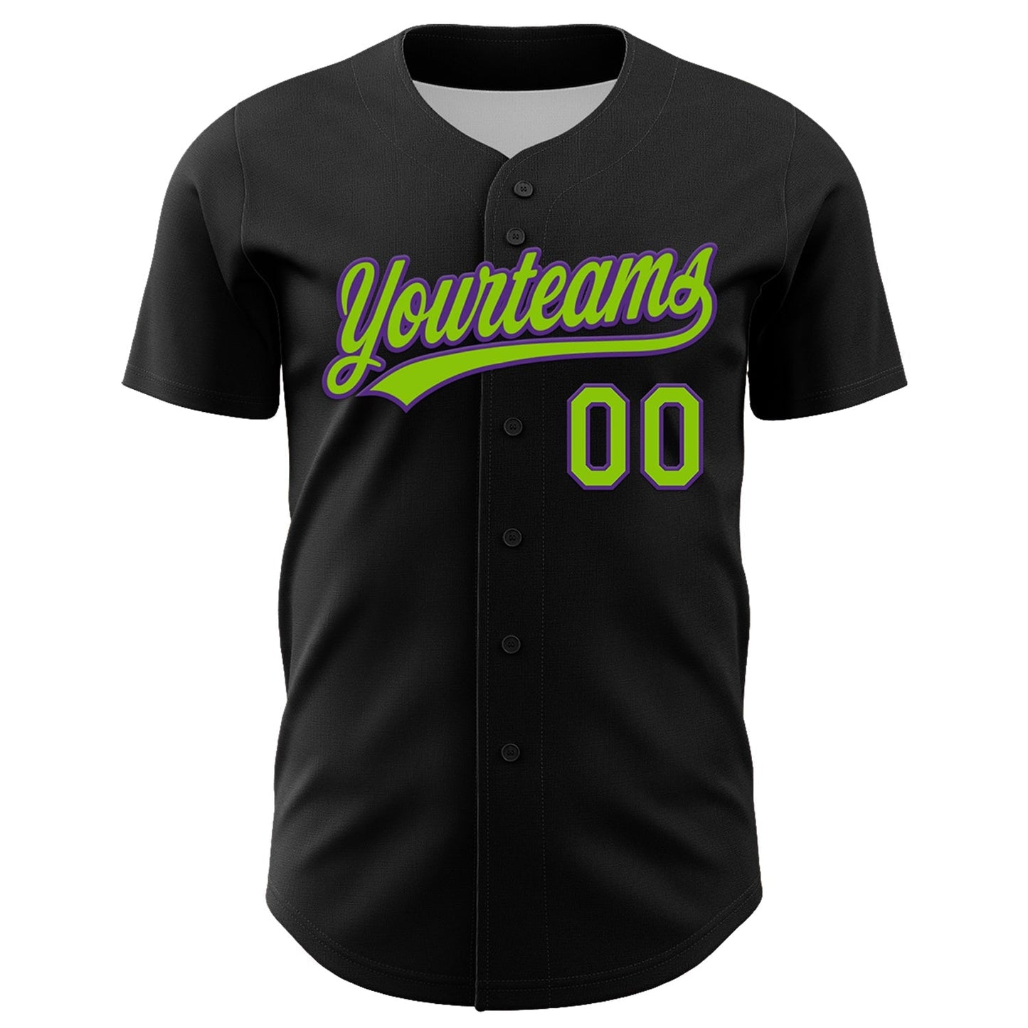Custom Black Neon Green-Purple 3D Halloween Authentic Baseball Jersey baseball jersey product view 2