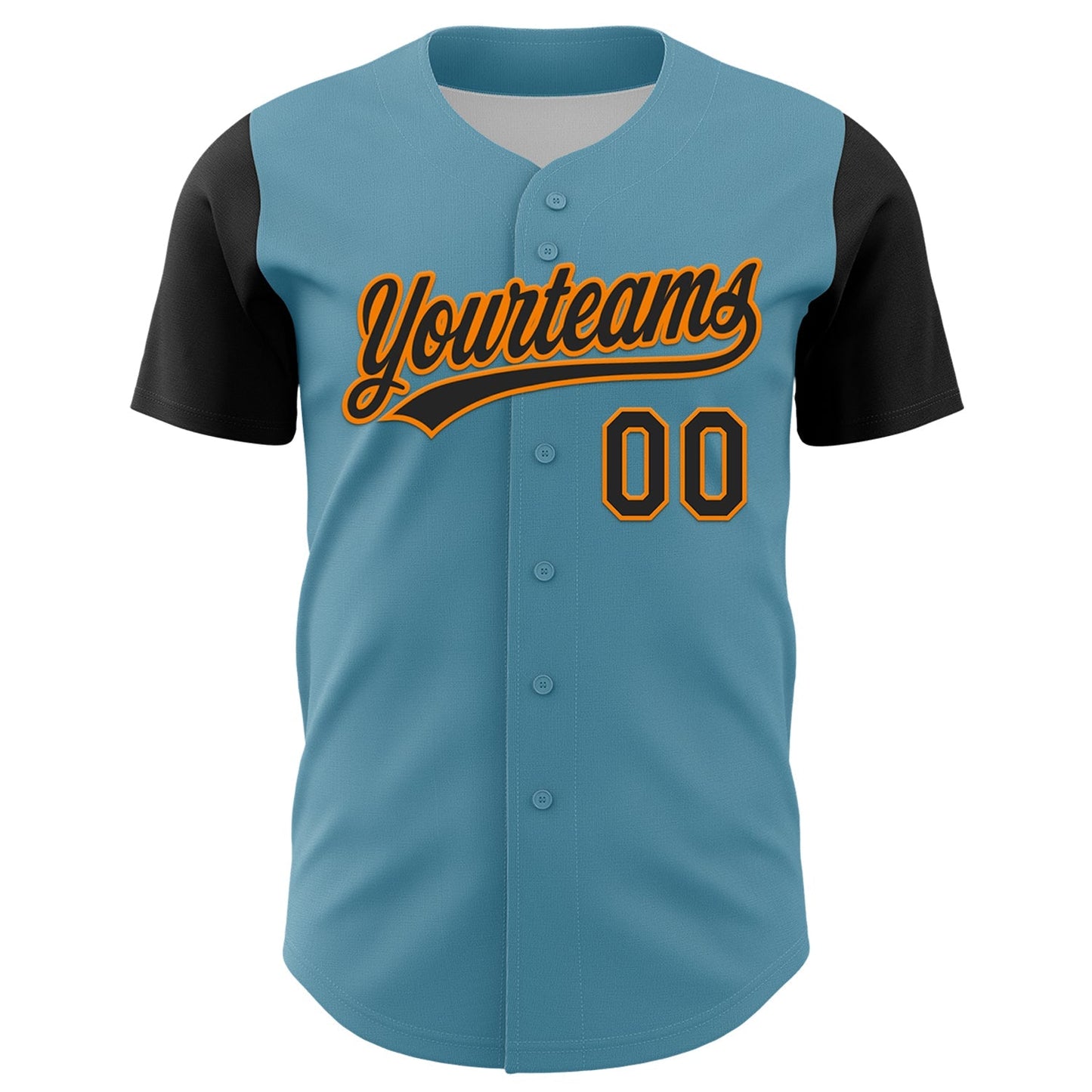 Custom Shadow Blue Black-Bay Orange 3D Halloween Authentic Baseball Jersey baseball jersey product view 2